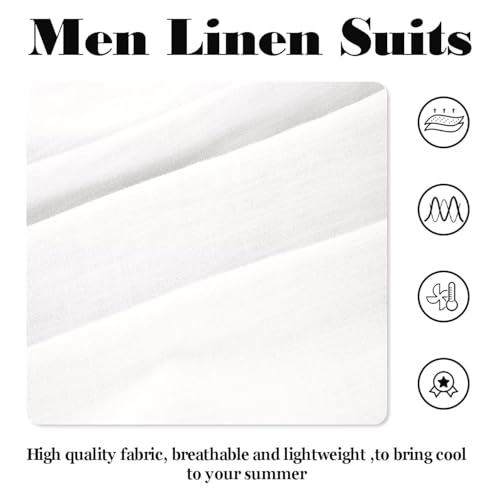 Retro Linen Men Suit Beach Wedding Suit Summer Slim Fit 3 Pieces Light Weight Linen Suit Jacket Vest Pant Tuxedo