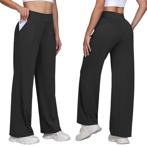 41lVr9-FJ2L.jpg Wide Leg Dress Pants Women Work Workout Athletic Yoga Sweatpants with Pockets Stretch Loose Casual Lounge Trousers
