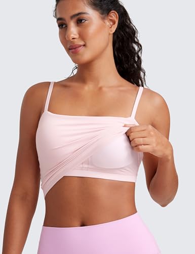 Butterluxe Cami Longline Sports Bras for Women - Square Neck Adjustable Padded Workout Crop Tank Top Camisole