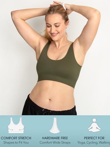 Women's 360 Stretch Longline Sport, Comfortable Wireless Bras, Seamless Full-Coverage for a Natural Shape