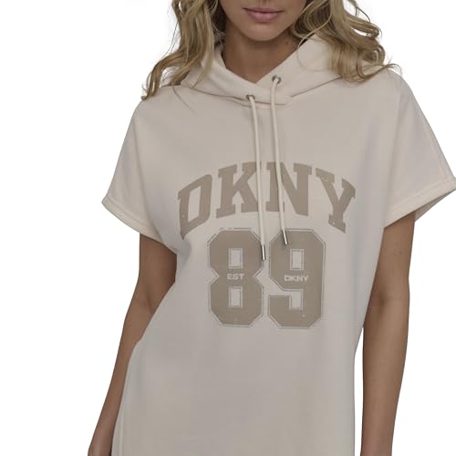 Women's Rhinestone Jersey Logo Short Sleeve Hoodie Dress