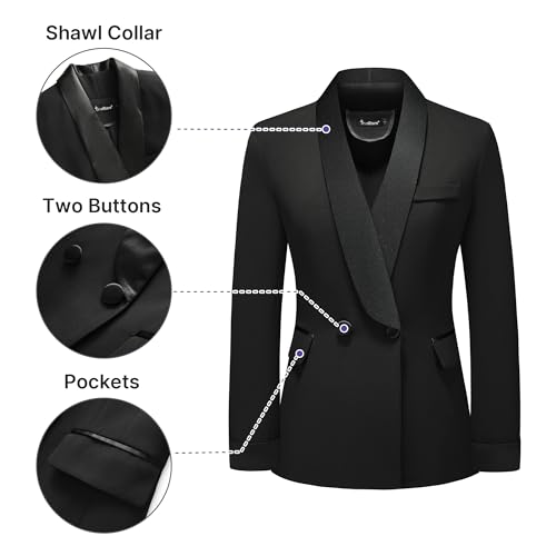 Women's Pants Suit 2 Piece Set Smil Fit Jacket Shawl Sollar Blazer Dress for Women