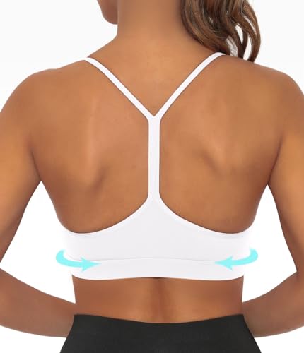 41oMxG17IL.jpg Y BackSports Bra for Women Low Impact Racerback Workout Bras Sexy Thin Straps Yoga Sport Bras with Removable Pads