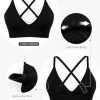 41pAnGlQAnL.jpg V-Neck Sports Bra for Women Adjustable Strappy Yoga Bra Spaghetti Strap Padded Workout Bra S-XL Low Impact Seamless Bralettes