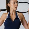 Womens Collar Backless Tennis Dress Sleeveless Outfit with Built in Shorts Golf Athletic Dress