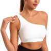 Smooth Sports Bras for Women One Shoulder Low Impact Asymmetrical Workout Tops Padded Yoga Bra