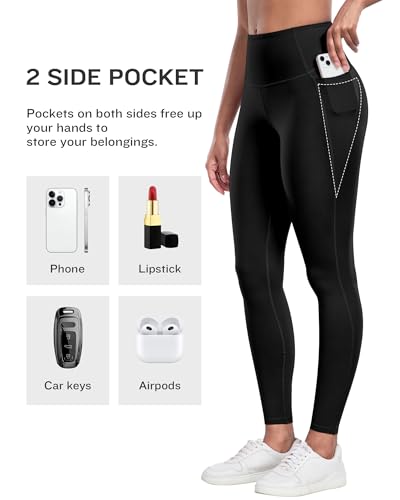 Leggings with Pockets for Women, 6 Packs Soft High Waisted Tummy Control Workout Yoga Pants
