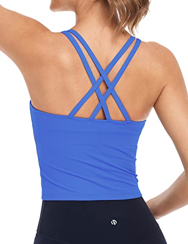 Longline Zeal Bras Medium Impact Wirefree Sports Bras Workout Tank Tops with Removable Pads, A-D Cups