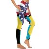 USA and Bahamas Flag Women's Yoga Pants Stretch Leggings with Pockets High Waist for Workout