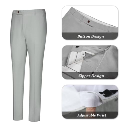 41sW9uxJJUL.jpg Men's Linen Suit 2 Piece Slim Fit Summer Beach Wedding Dress Tux Prom Suit Blazer Jacket and Pants