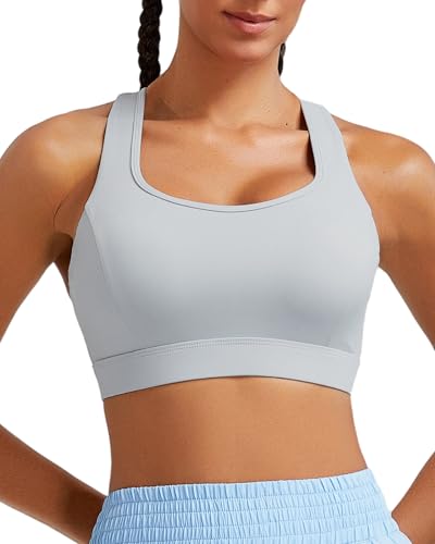 Sports Bras for Women High Support,Racerback Running Bra Molded Cup Sports Bra with Sewn in Pads