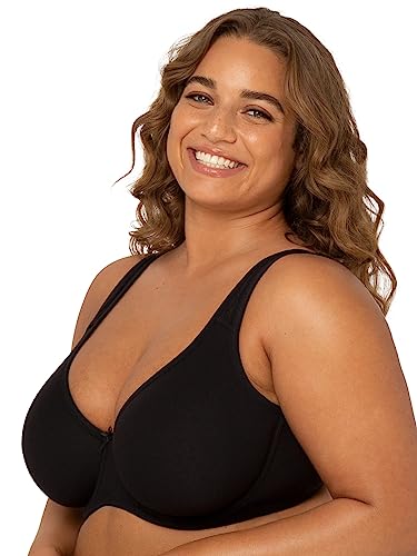 41tHSPUx2NL.jpg Fit For Me By Women's Plus Size Cotton Unlined Underwire Bra-Pinch-Free Straps - Side and Back Smoothing
