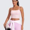 Butterluxe Cami Longline Sports Bras for Women - Square Neck Adjustable Padded Workout Crop Tank Top Camisole