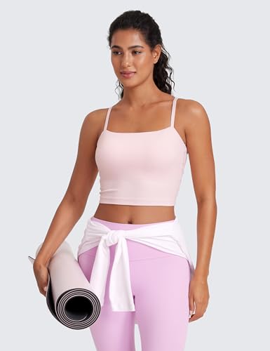 Butterluxe Cami Longline Sports Bras for Women - Square Neck Adjustable Padded Workout Crop Tank Top Camisole