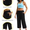 Wide Leg Capri Pants for Women Loose Yoga Pants Drawstring Comfy Lounge Sweatpants with Pockets