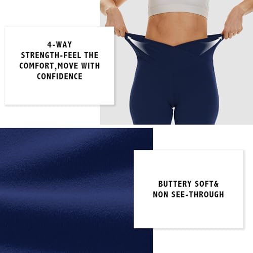 Flare Leggings for Women - High Waist Crossover Yoga Pants Tummy Control Bootcut Bell Bottom Jazz Lounge Leggings