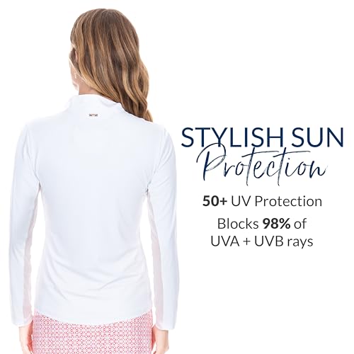 Long Sleeve Sport Top, Breathable, UPF 50+,Quarter Zip, Nylon/Spandex