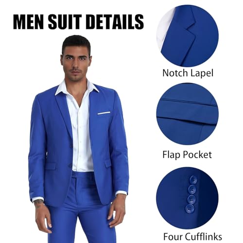 41zbqGL-iaL.jpg Men's Suit Slim Fit 2 Piece Prom Suits Two Button Jacket Pants Tuxedo Formal Wedding Dinner Business