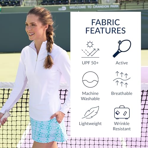 Long Sleeve Sport Top, Breathable, UPF 50+,Quarter Zip, Nylon/Spandex