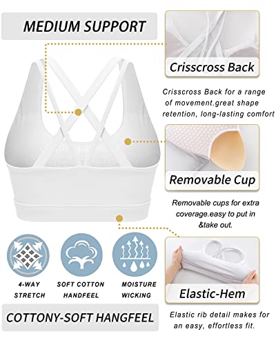 51AApi0ywUL.jpg Strappy Sports Bra for Women Sexy Crisscross Back Light Support Yoga Bra with Removable Cups