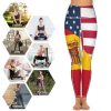 USA and Spain Flag Women's Yoga Pants Stretch Leggings with Pockets High Waist for Workout
