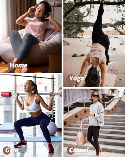4 Pack Leggings for Women with Pockets- High Waisted Tummy Control for Workout Running Capri Yoga Pants