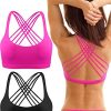 51Ii31Cz03L.jpg 2 Pack Strappy Sports Bra for Women, Workout Padded Tank Top Sexy Cross Back Racer Back Seamless Comfortable Yoga Bra