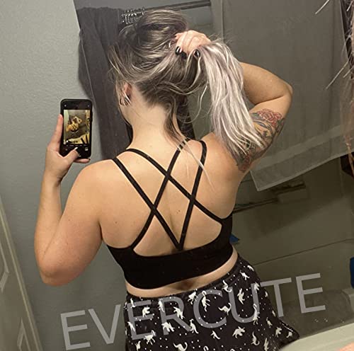 Cross Back Sport Bras Padded Strappy Criss Cross Cropped Bras for Yoga Workout Fitness Low Impact
