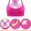 51Q0eKn8cxL.jpg 2 Pack Strappy Sports Bra for Women, Workout Padded Tank Top Sexy Cross Back Racer Back Seamless Comfortable Yoga Bra