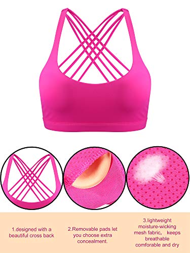 51Q0eKn8cxL.jpg 2 Pack Strappy Sports Bra for Women, Workout Padded Tank Top Sexy Cross Back Racer Back Seamless Comfortable Yoga Bra