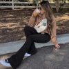 Flare Leggings for Women - High Waist Crossover Yoga Pants Tummy Control Bootcut Bell Bottom Jazz Lounge Leggings
