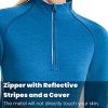 Womens 100% Merino Wool Base Layer Top 220 Midweight Zip Neck Tops for Ski