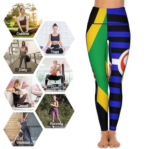 51h2xCJSYyL.jpg Jamaica DDLG Proud Flag Women's Yoga Pants Stretch Leggings with Pockets High Waist for Workout