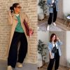 Womens Baggy Wide Leg Pants Casual Elastic Waisted Palazzo Harem Pants with Pockets