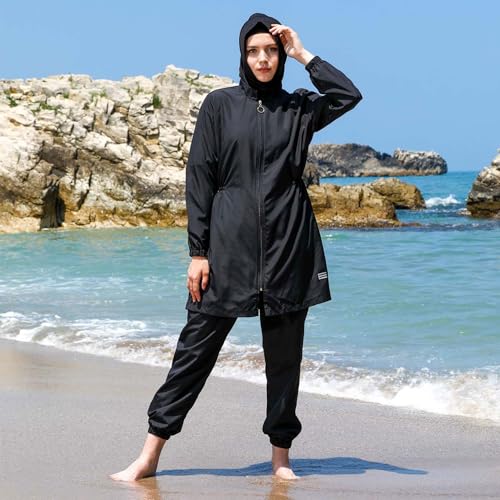 51qqZ6tpjHL.jpg Islamic Long Sleeve Swimsuits for Women Modest Muslim 4 PCS | Full Cover Rash Guard Burkini | Arabic Swimwear