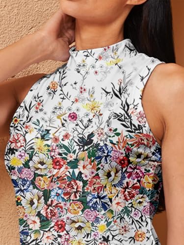 51udKN-zu6L.jpg Women's Tennis Dresses Summer Sleeveless Plaid Athletic Dress for Women Standing Collar Ruffled Hem Midi Dresses