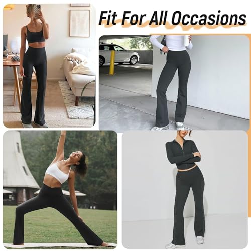3 Packs Women's Flare Leggings with Pockets, Soft High Waisted Tummy Control Bootcut Workout Yoga Pants
