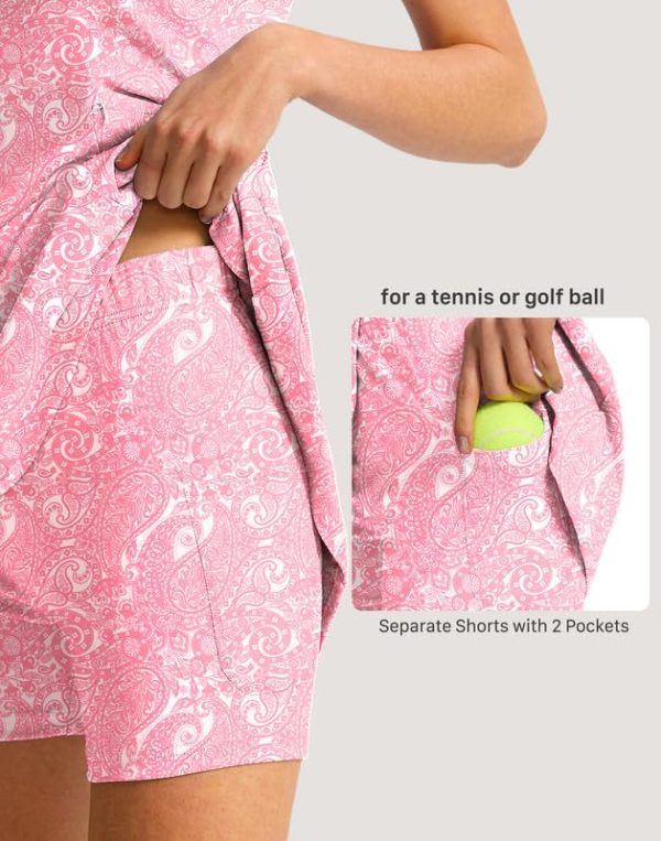 Women's Tennis Golf Dress with Shorts Pickleball Exercise Workout Athletic Dresses for Women with Zipper Pockets